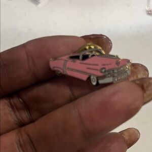 Vintage Car Pink and Gold Brooch